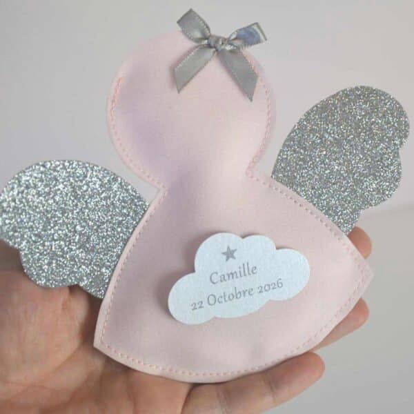 sachet à dragées en tissu ange pour naissance communion baptême