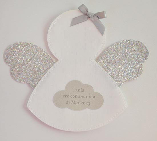 sachet à dragées en tissu ange pour naissance communion baptême