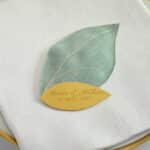 ballotin à dragées mariage champêtre feuille en lin