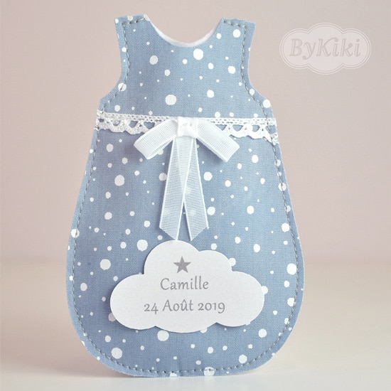 sachet à dragées naissance bébé turbulette en tissu