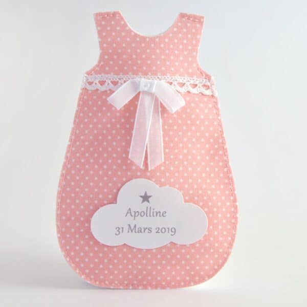 sachet à dragées naissance bébé turbulette en tissu