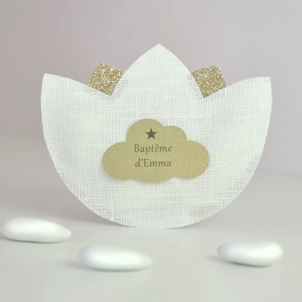 ballotin à dragées personnalisé lotus pour un mariage
