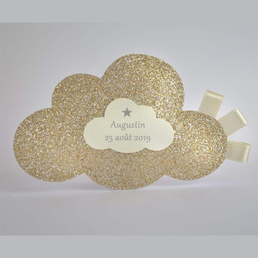 ballotin à dragées nuage tissu à paillettes