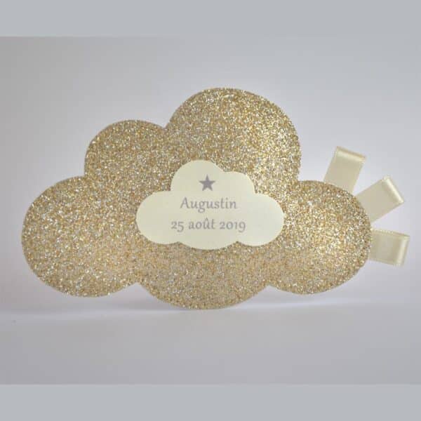 ballotin à dragées nuage tissu à paillettes