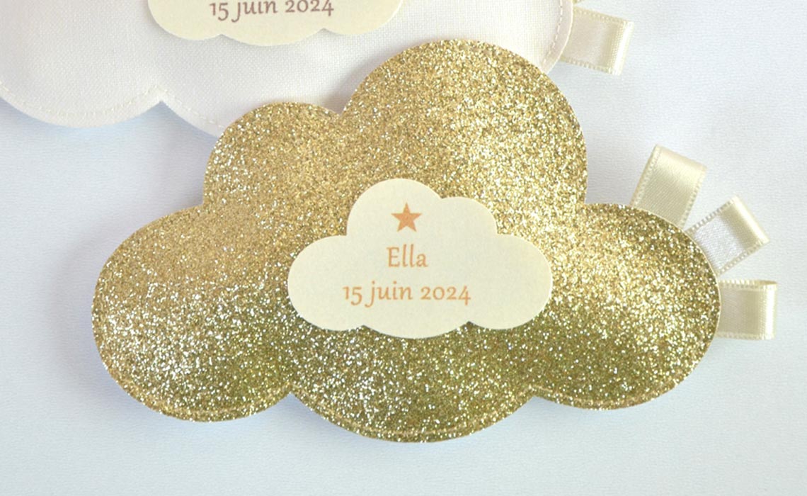 ballotin à dragées nuage tissu à paillettes