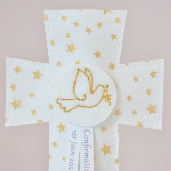 sachet à dragée communion en forme de croix