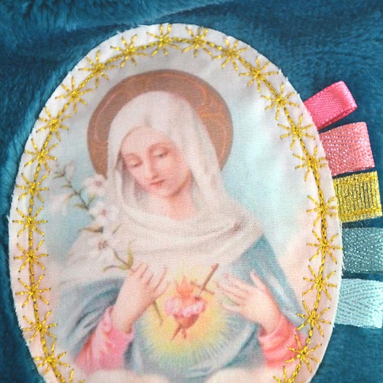 pochon de rangement en fourrure pour jeu de tarot sainte vierge marie