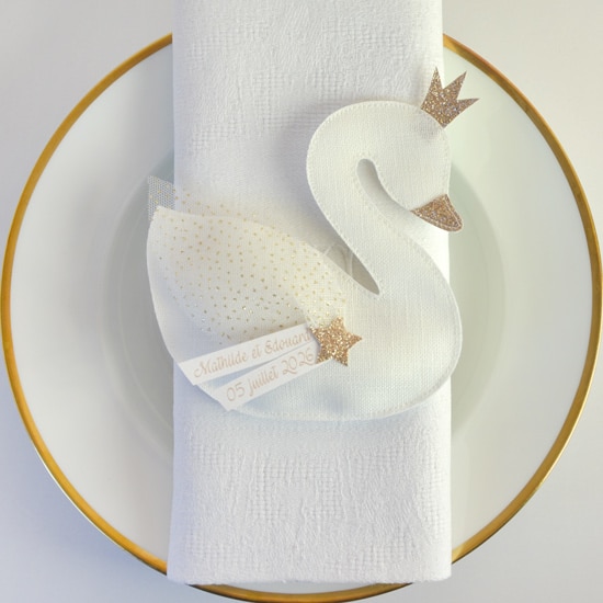 ballotin à dragées cygne pour mariage, baptême, naissance