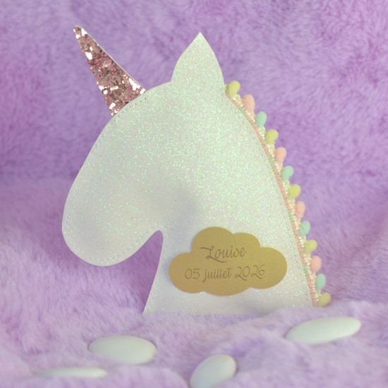 ballotin à dragées licorne paillettes