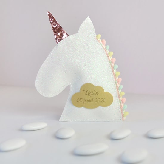 ballotin à dragées licorne paillettes