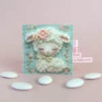 sachet à dragées mouton pour baptême naissance