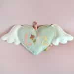 panneau de porte en tissu personnalisé prénom en forme de coeur