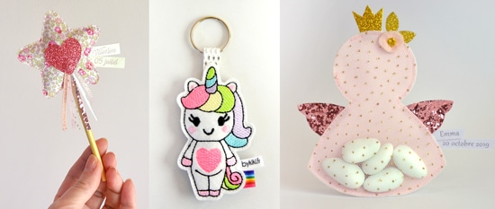 porte-clés, goodies et sachets de dragées féériques