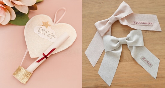 invitation originale et marque place brodé