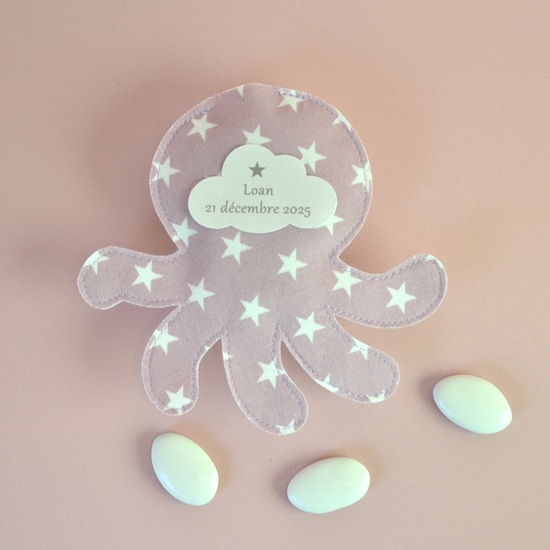 sachet à dragées pieuvre