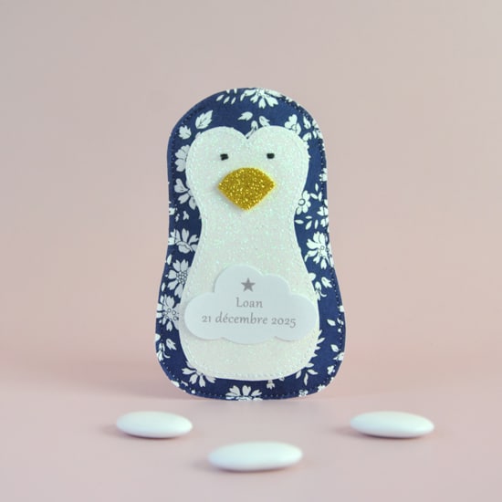 sachet à dragées pingouin